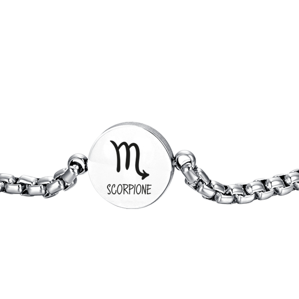 STEEL MEN'S BRACELET SCORPIO ZODIAC SIGN PLATE