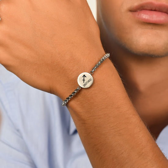 MAN'S BRACELET IN STEEL ZODIAC SIGN SAGITTARIUS PLATE Luca Barra