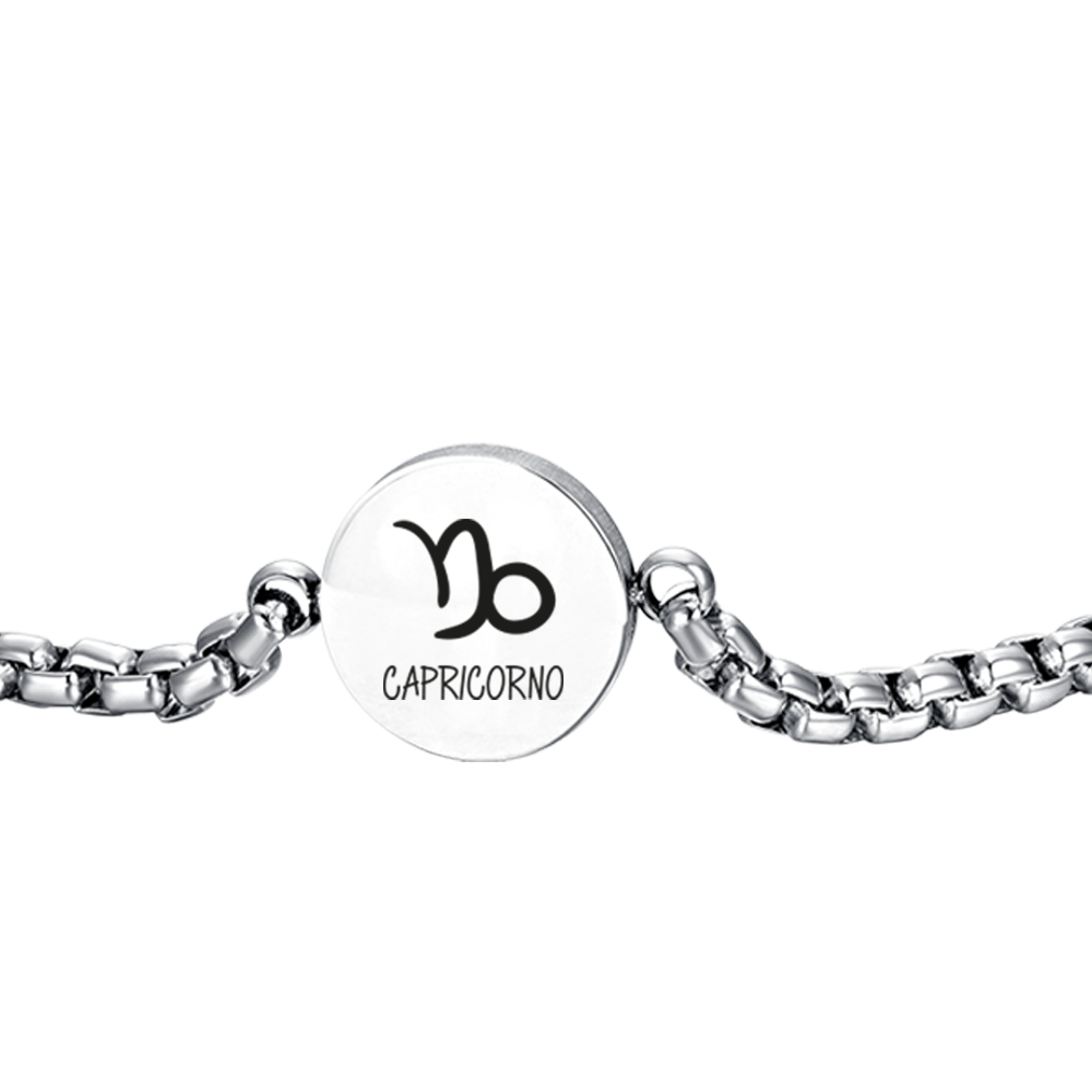 STEEL BRACELET MEN'S ZODIAC SIGN CAPRICORN PLATE