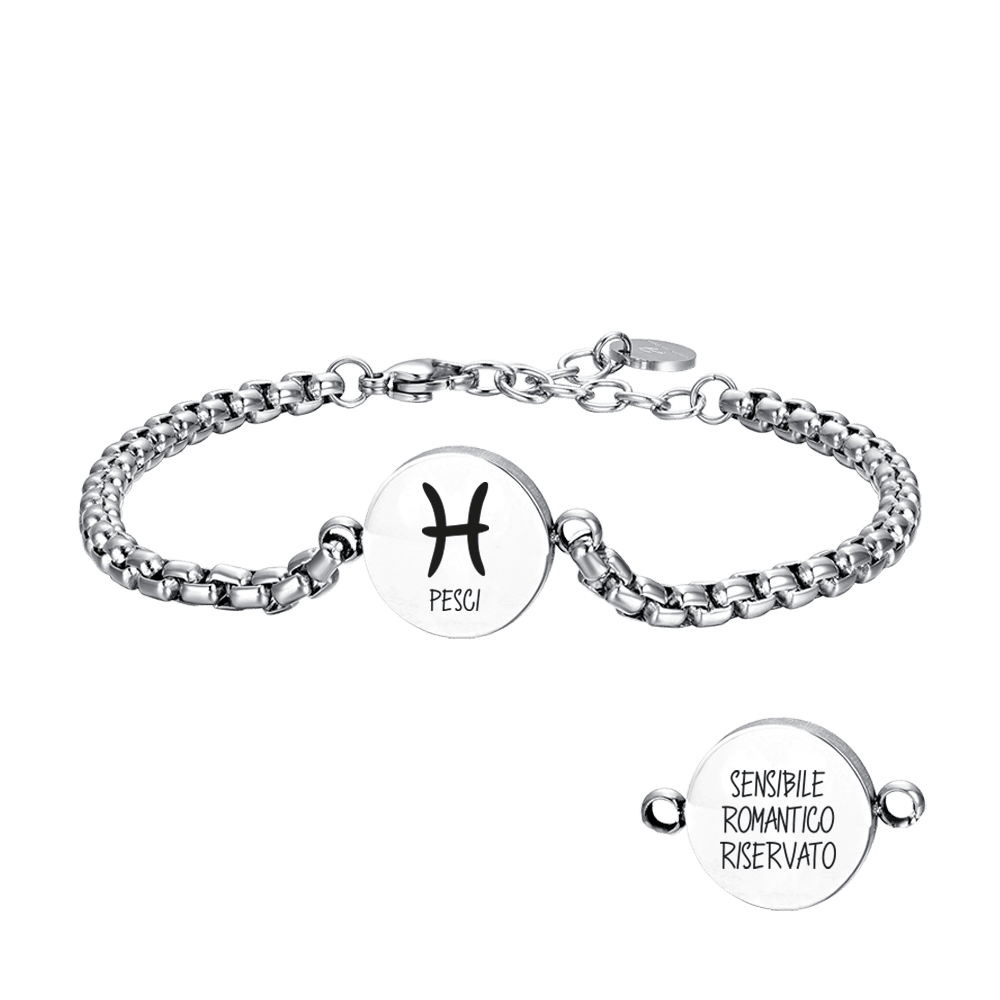 STEEL MEN'S BRACELET ZODIAC SIGN PISCES PLATE