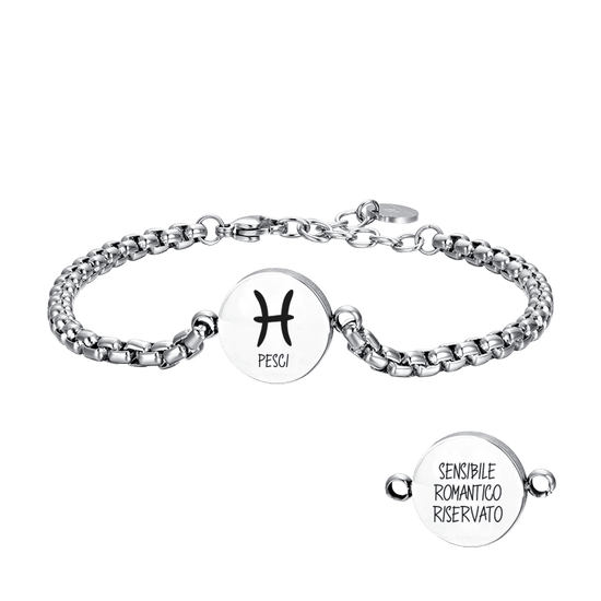 STEEL MEN'S BRACELET ZODIAC SIGN PISCES PLATE