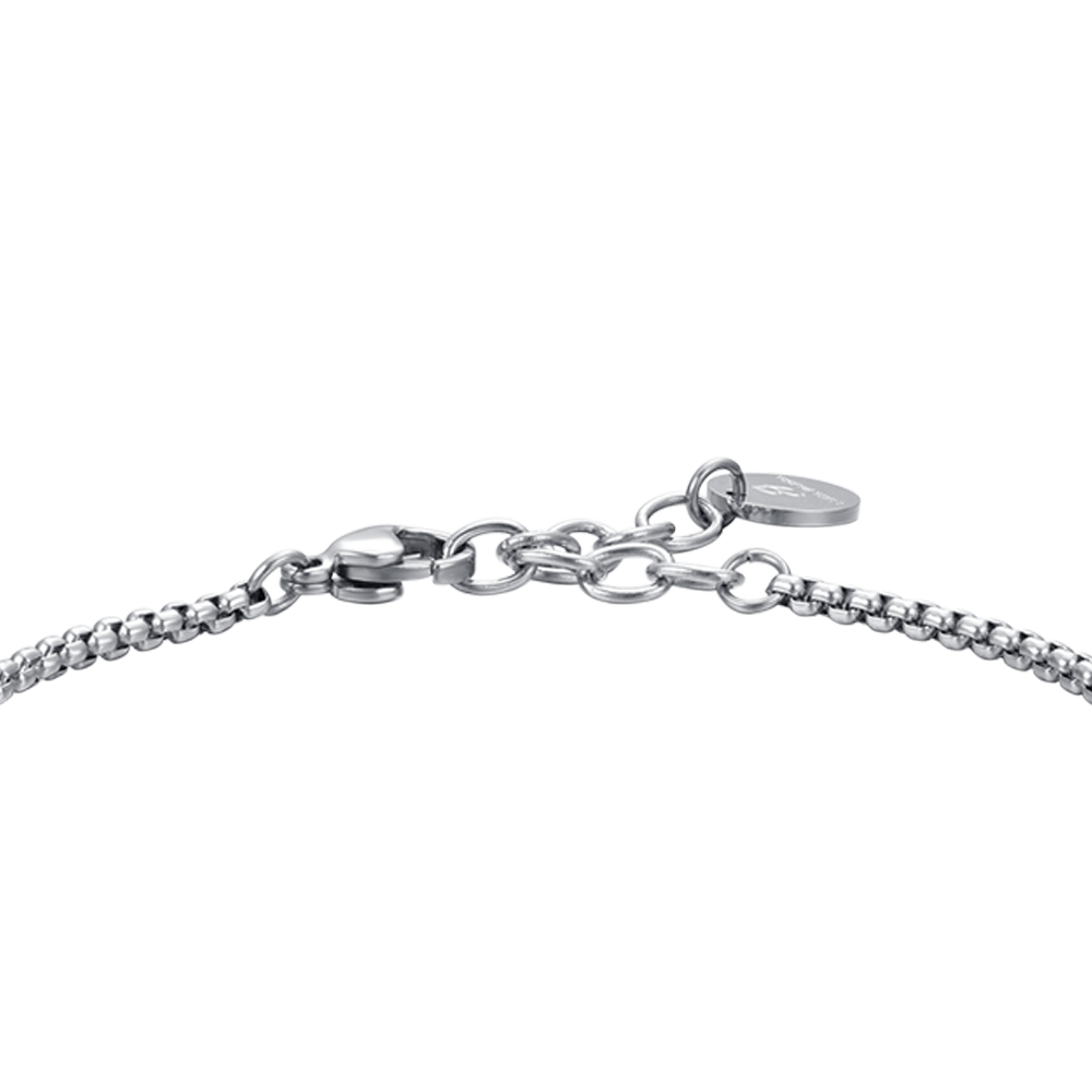 MEN'S STEEL ELEMENT BRACELET WITH SILVER ANCHOR AND BLACK ENAMEL