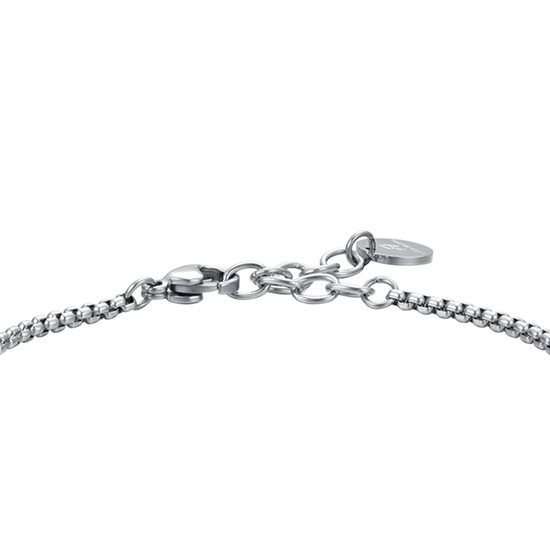 MEN'S STEEL ELEMENT BRACELET WITH SILVER ANCHOR AND BLACK ENAMEL