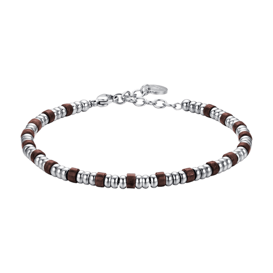 MEN'S BRACELET IN STEEL WITH SILVER ELEMENTS AND TIGER'S EYE STONES Luca Barra