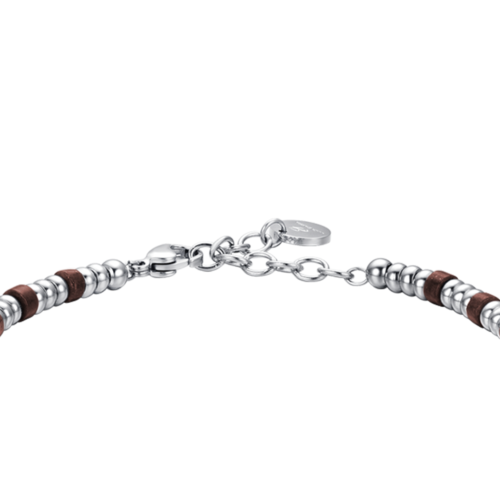 MEN'S BRACELET IN STEEL WITH SILVER ELEMENTS AND TIGER'S EYE STONES Luca Barra