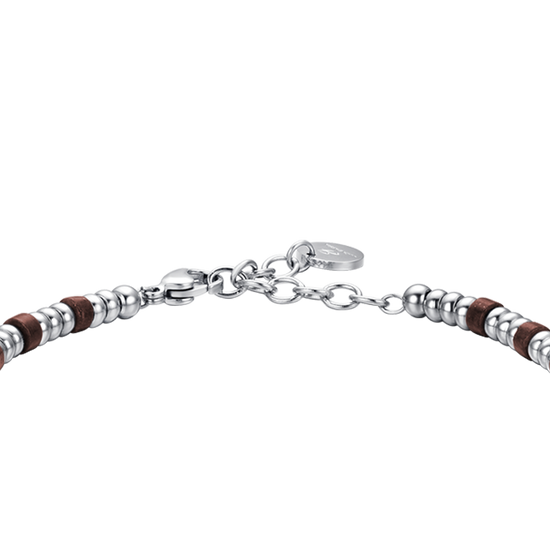 STEEL MEN'S BRACELET WITH SILVER ELEMENTS AND TIGER EYE STONES