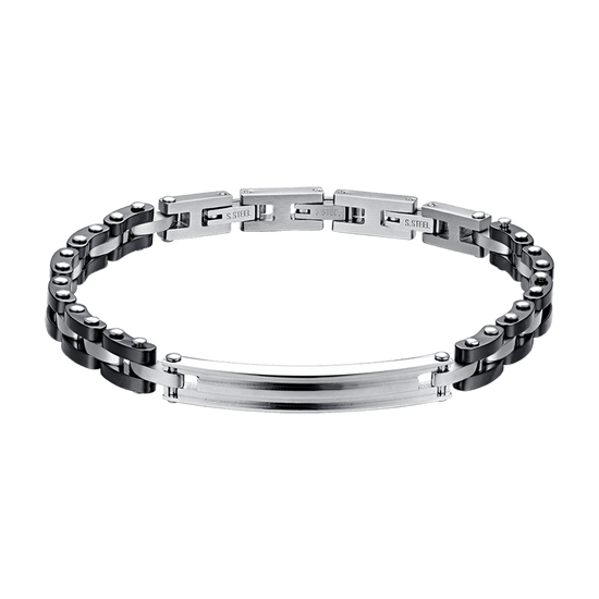 STEEL MEN'S BRACELET WITH BLACK CERAMIC