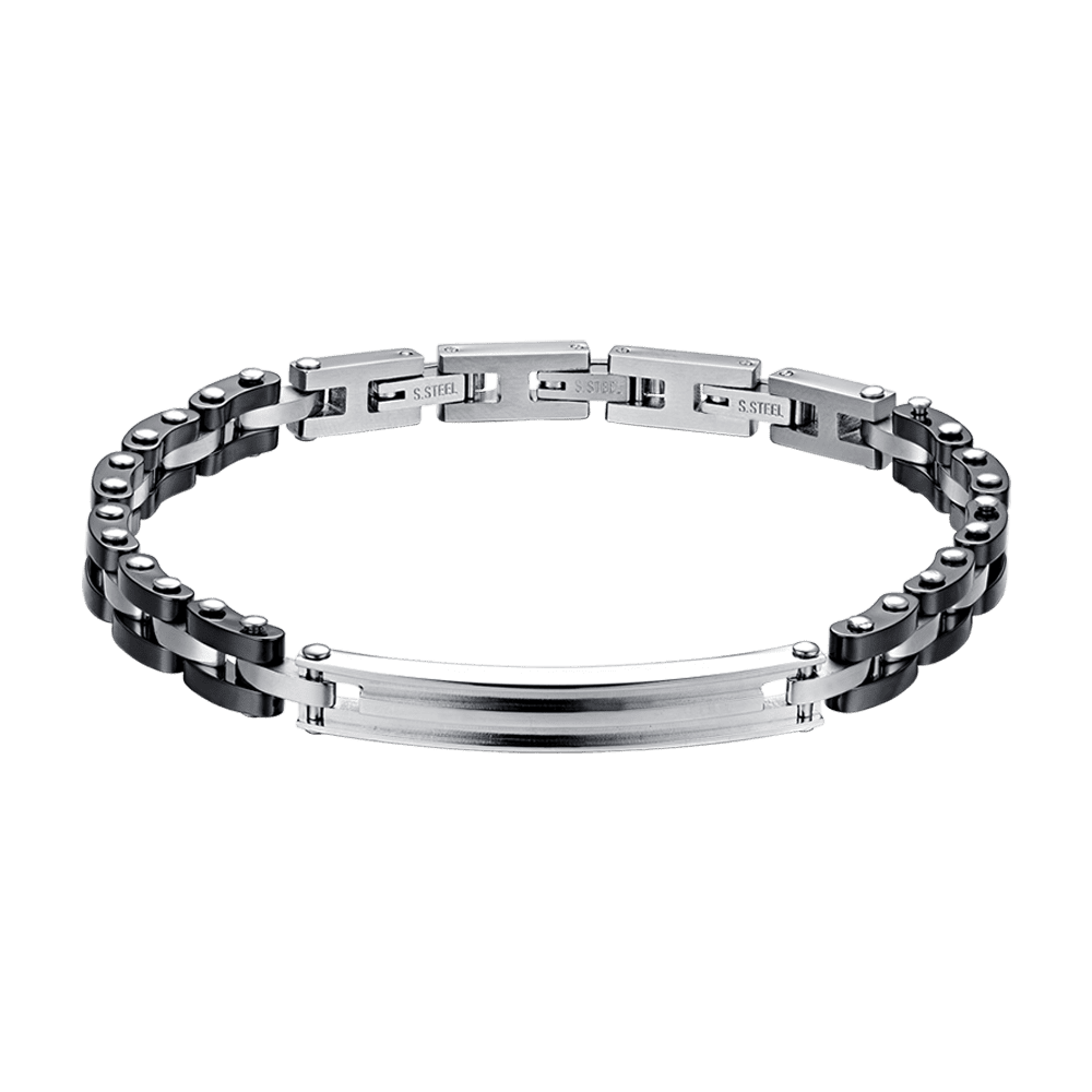 STEEL MEN'S BRACELET WITH BLACK CERAMIC