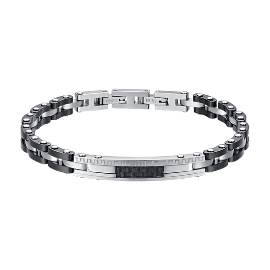 STEEL MEN'S BRACELET WITH BLACK CERAMIC