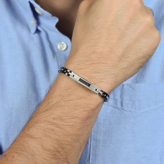 STEEL MEN'S BRACELET WITH BLACK CERAMIC