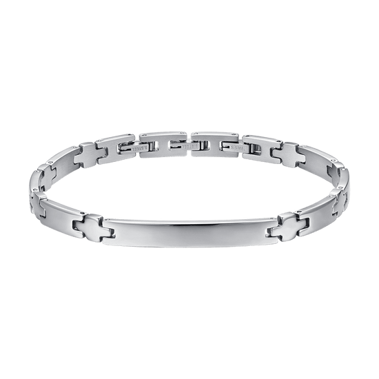 men's steel bracelet with plate and silver crosses Luca Barra