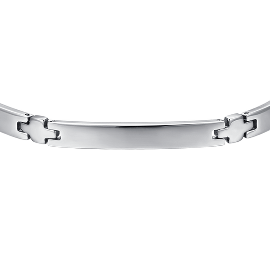 STEEL MEN'S BRACELET WITH PLATE AND SILVER CROSSES