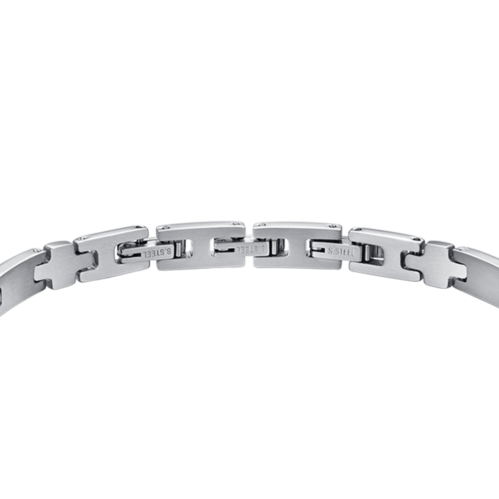 men's steel bracelet with plate and silver crosses Luca Barra