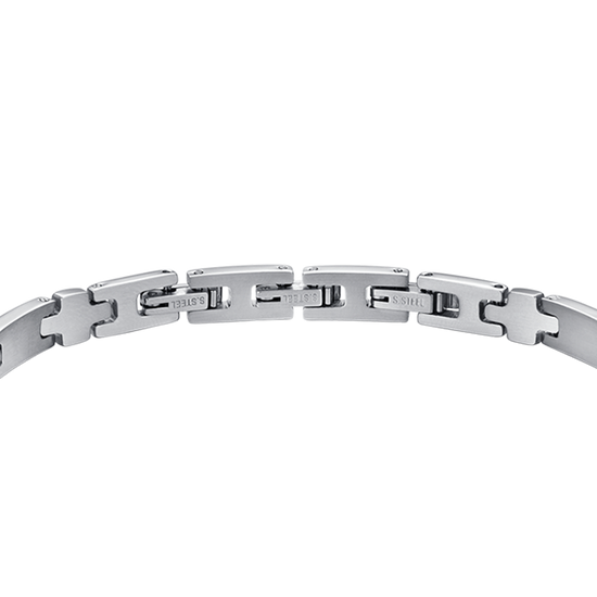 men's steel bracelet with plate and silver crosses Luca Barra