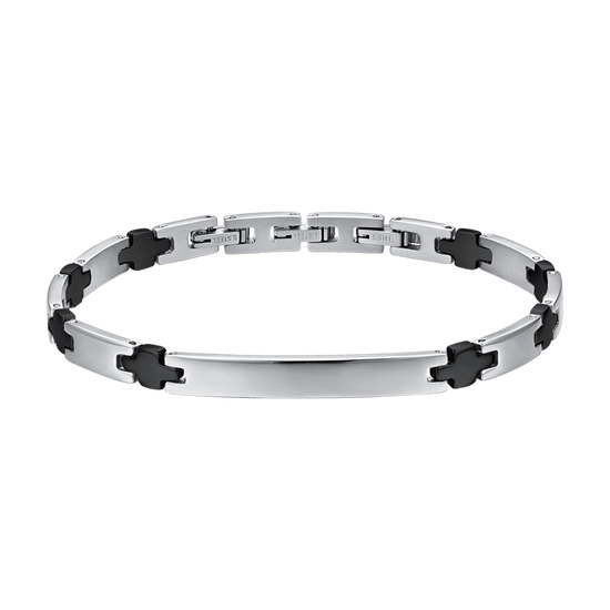 MEN'S STEEL BRACELET WITH PLATE AND CROSSES IP BLACK Luca Barra