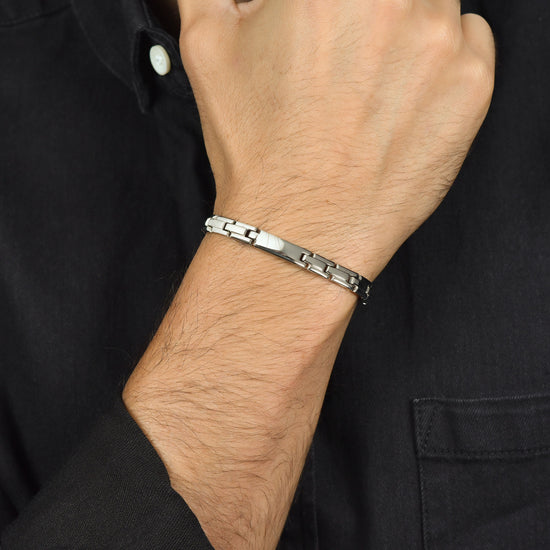 MEN'S STEEL BRACELET WITH SILVER PLATE Luca Barra