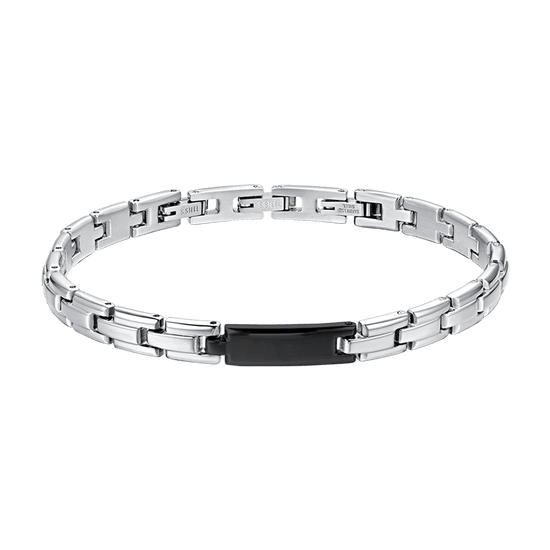 MEN'S STEEL BRACELET WITH BLACK IP PLATE