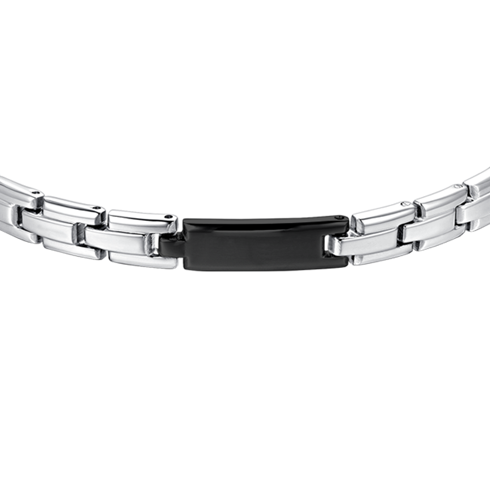 MEN'S STEEL BRACELET WITH BLACK IP PLATE