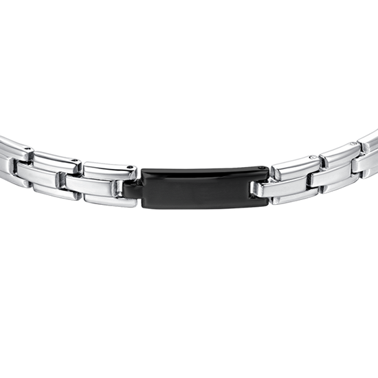 MEN'S STEEL BRACELET WITH BLACK IP PLATE