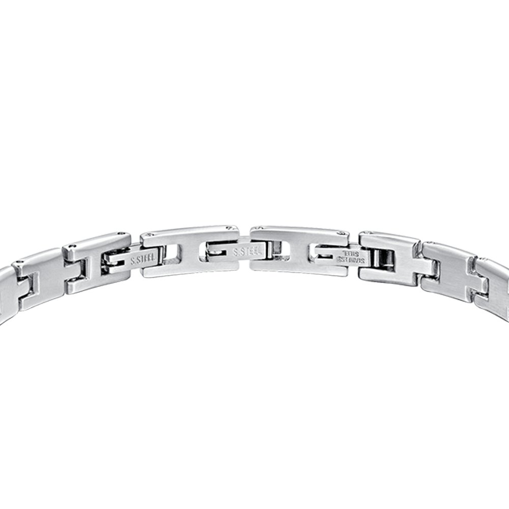 MEN'S STEEL BRACELET WITH BLACK IP PLATE