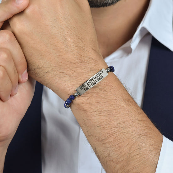 STEEL MEN'S BRACELET ALWAYS FOLLOW THE ROAD THAT MAKES YOU HAPPY Luca Barra