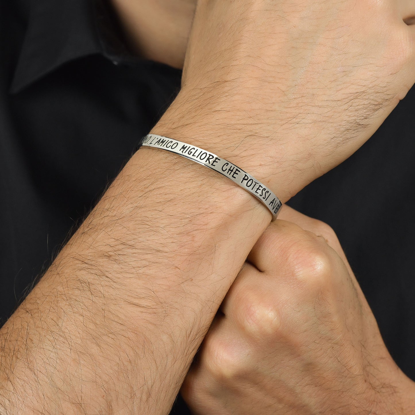 MEN'S BRACELET IN STEEL BROTHER THE BEST FRIEND YOU COULD HAVE Luca Barra