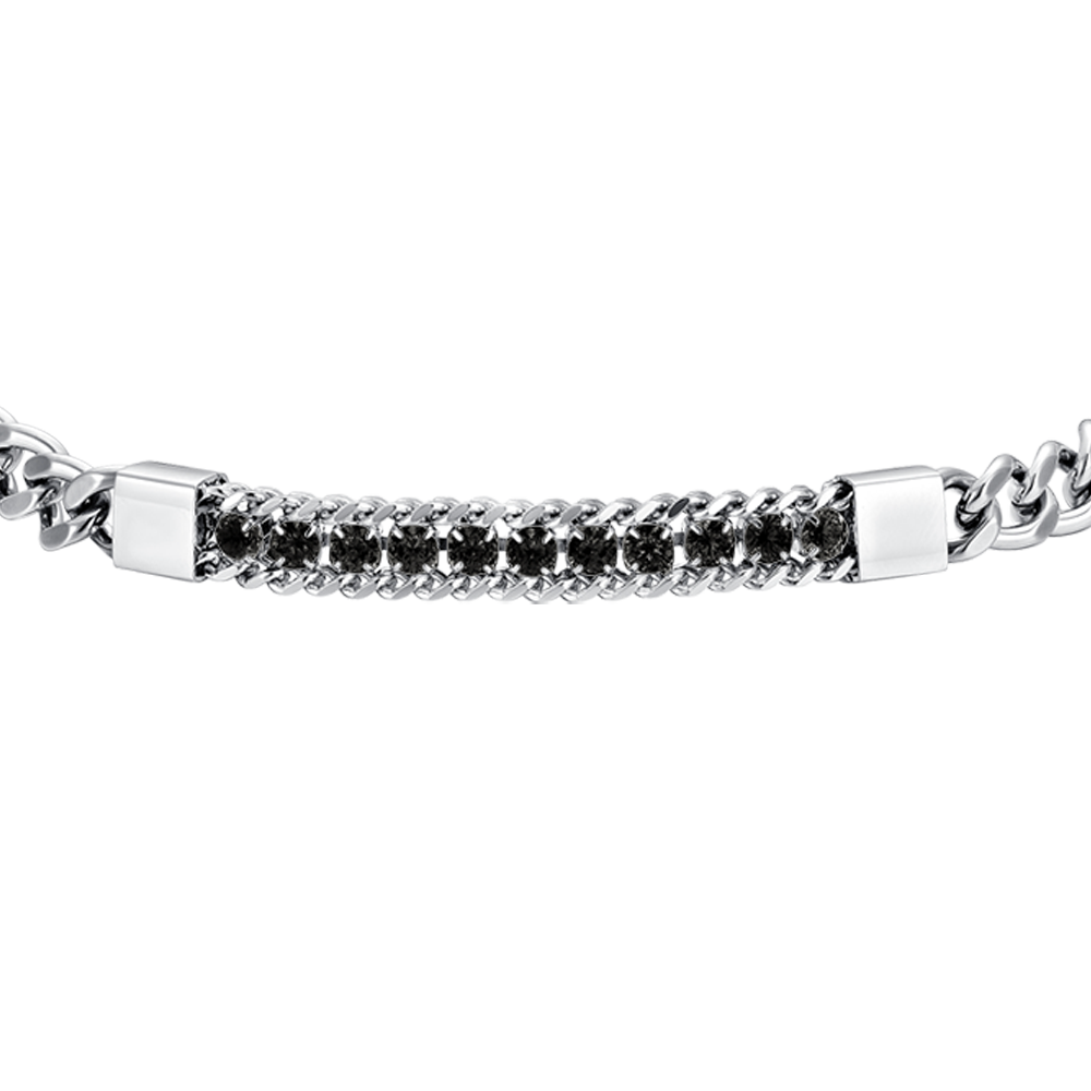 MEN'S STEEL ELEMENT BRACELET WITH BLACK CRYSTALS