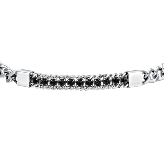 MEN'S STEEL ELEMENT BRACELET WITH BLACK CRYSTALS