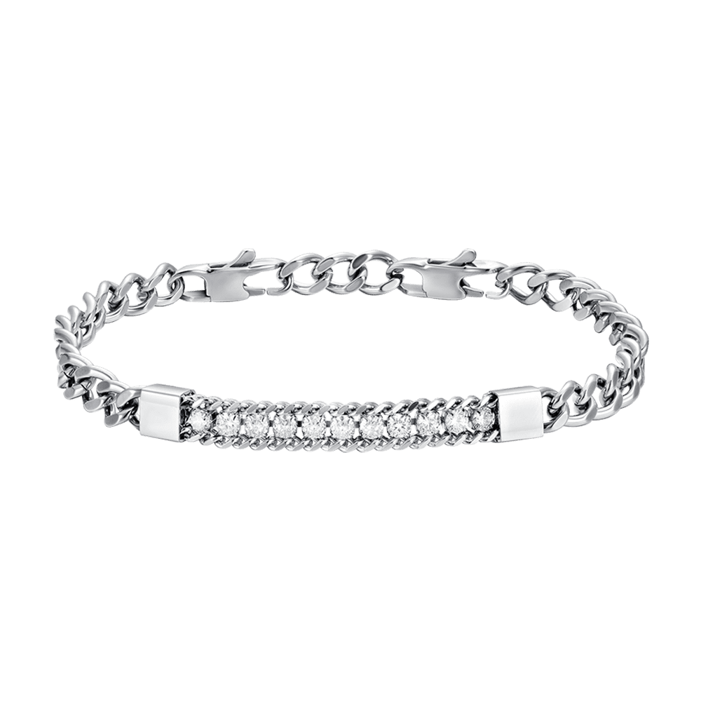 MEN'S STEEL ELEMENT BRACELET WITH WHITE CRYSTALS Luca Barra