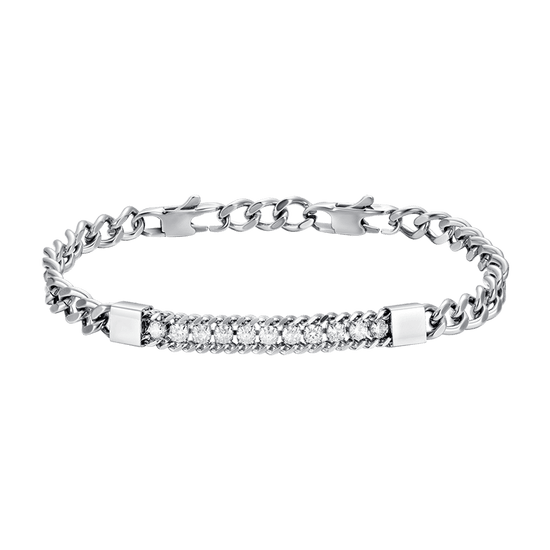 MEN'S STEEL ELEMENT BRACELET WITH WHITE CRYSTALS