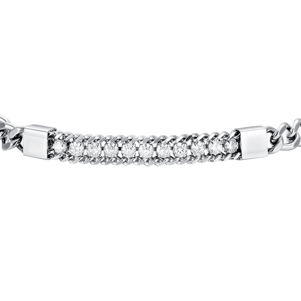 MEN'S STEEL ELEMENT BRACELET WITH WHITE CRYSTALS