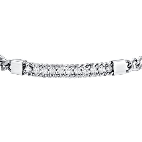 MEN'S STEEL ELEMENT BRACELET WITH WHITE CRYSTALS