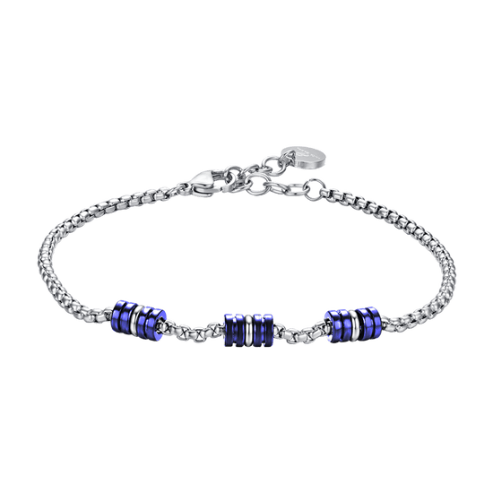 STEEL MEN'S BRACELET WITH BLUE AND SILVER IP ELEMENTS