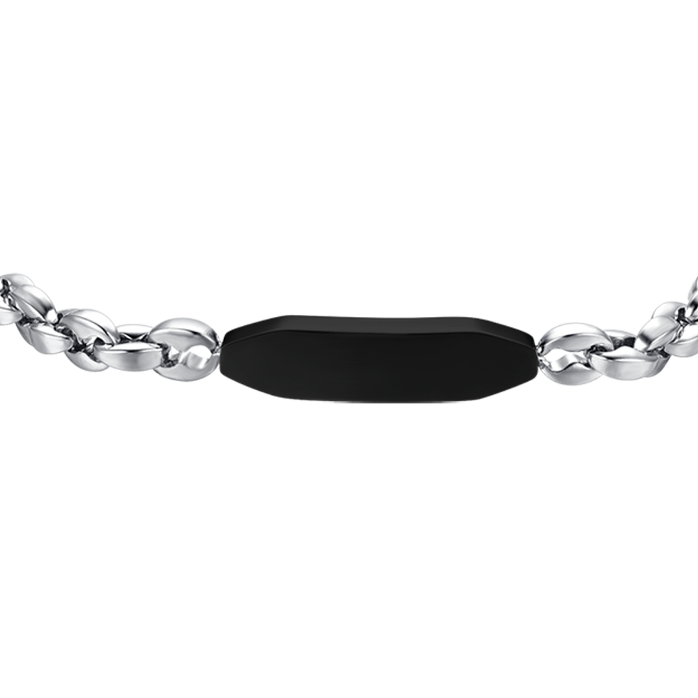 STEEL MEN'S BRACELET WITH BLACK IP ELEMENT