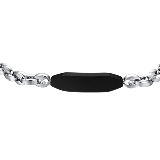 STEEL MEN'S BRACELET WITH BLACK IP ELEMENT