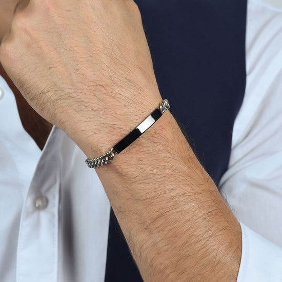 MEN'S STEEL BRACELET WITH SILVER PLATE