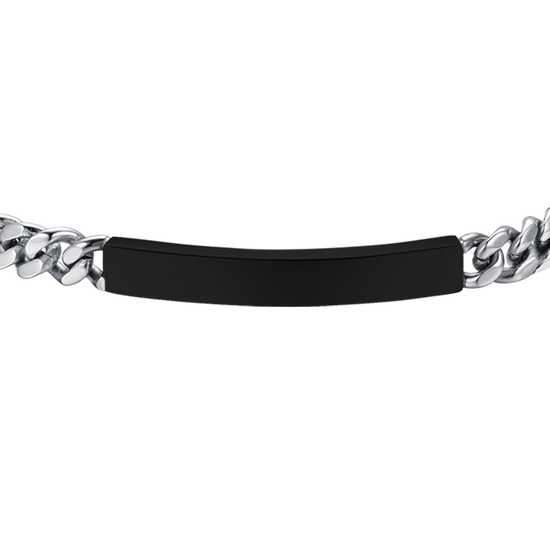 MEN'S STEEL BRACELET WITH SILVER IP BLACK PLATE