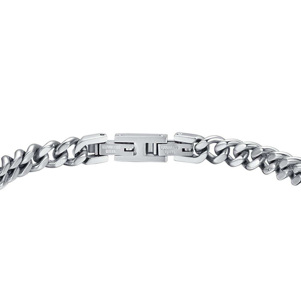 MEN'S STEEL BRACELET WITH SILVER IP BLACK PLATE