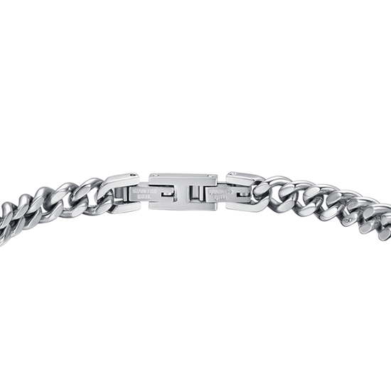 MEN'S STEEL BRACELET WITH SILVER IP BLACK PLATE