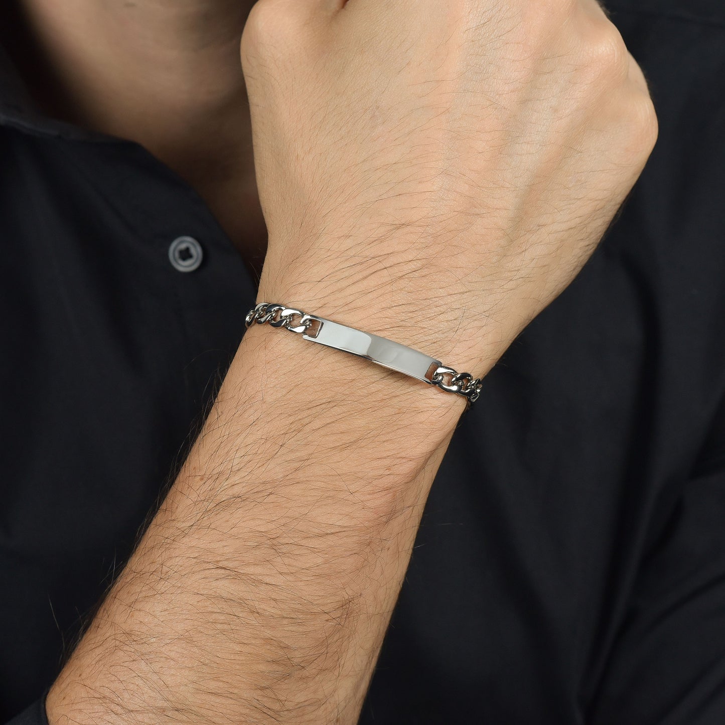 MEN'S STEEL BRACELET WITH SILVER PLATE