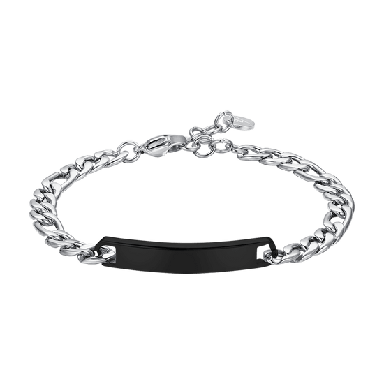 MEN'S STEEL BRACELET WITH BLACK IP PLATE