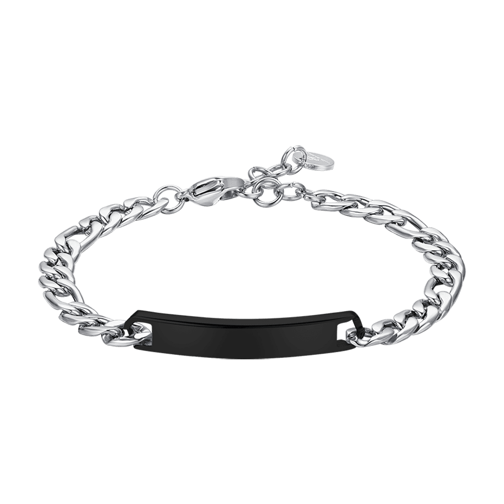 MEN'S STEEL BRACELET WITH BLACK IP PLATE Luca Barra