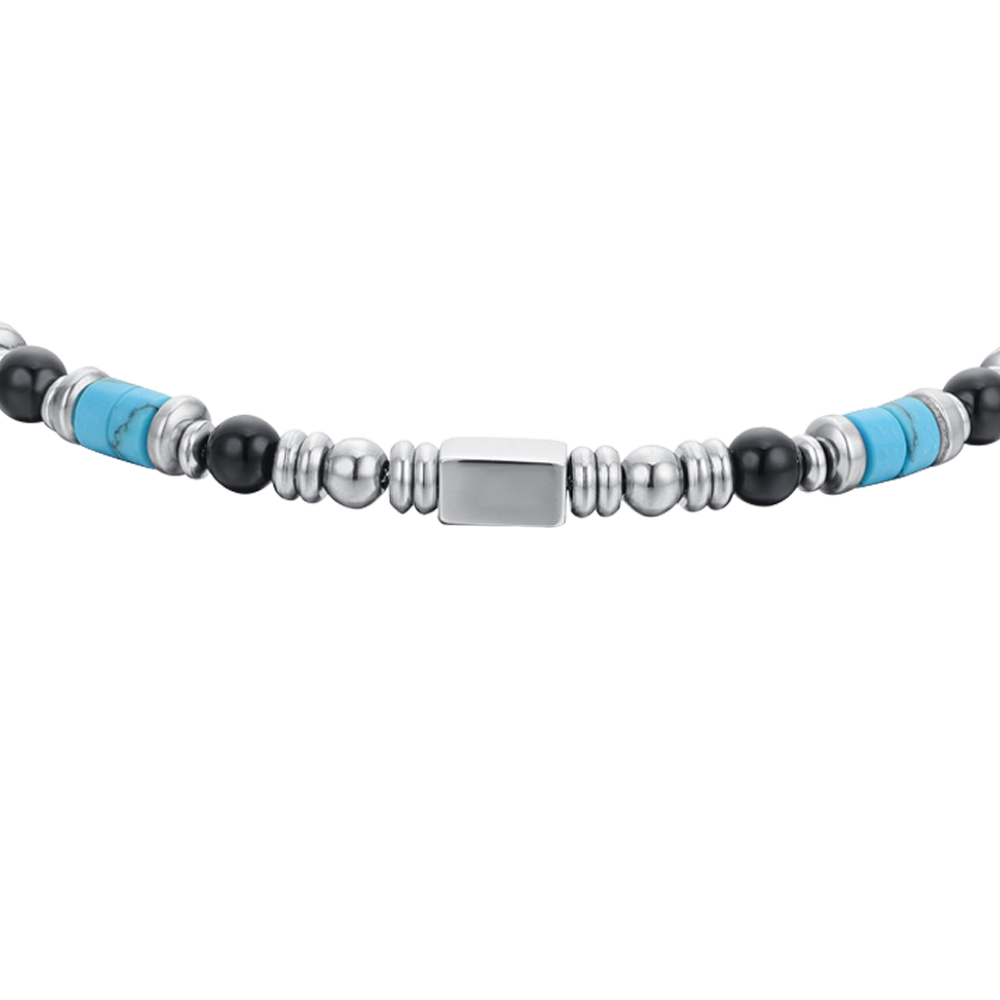 STEEL MEN'S BRACELET WITH BLACK AGATE