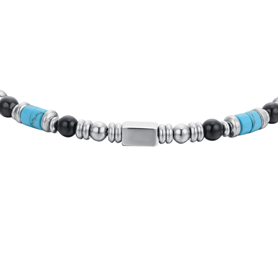 STEEL MEN'S BRACELET WITH BLACK AGATE