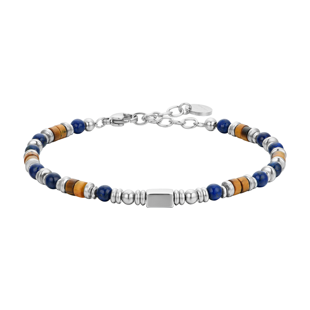 STEEL MEN'S BRACELET WITH LAPIS STONE