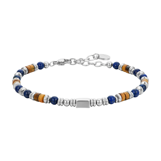 STEEL MEN'S BRACELET WITH LAPIS STONE