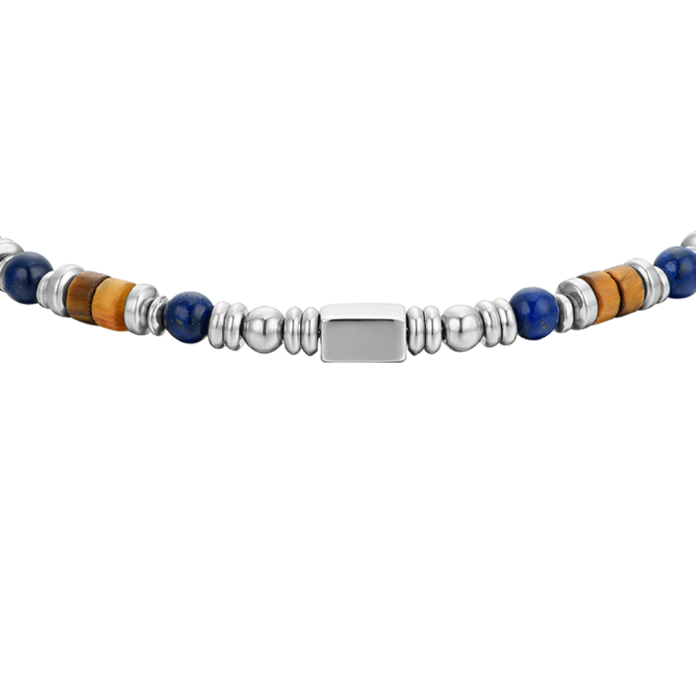 STEEL MEN'S BRACELET WITH LAPIS STONE