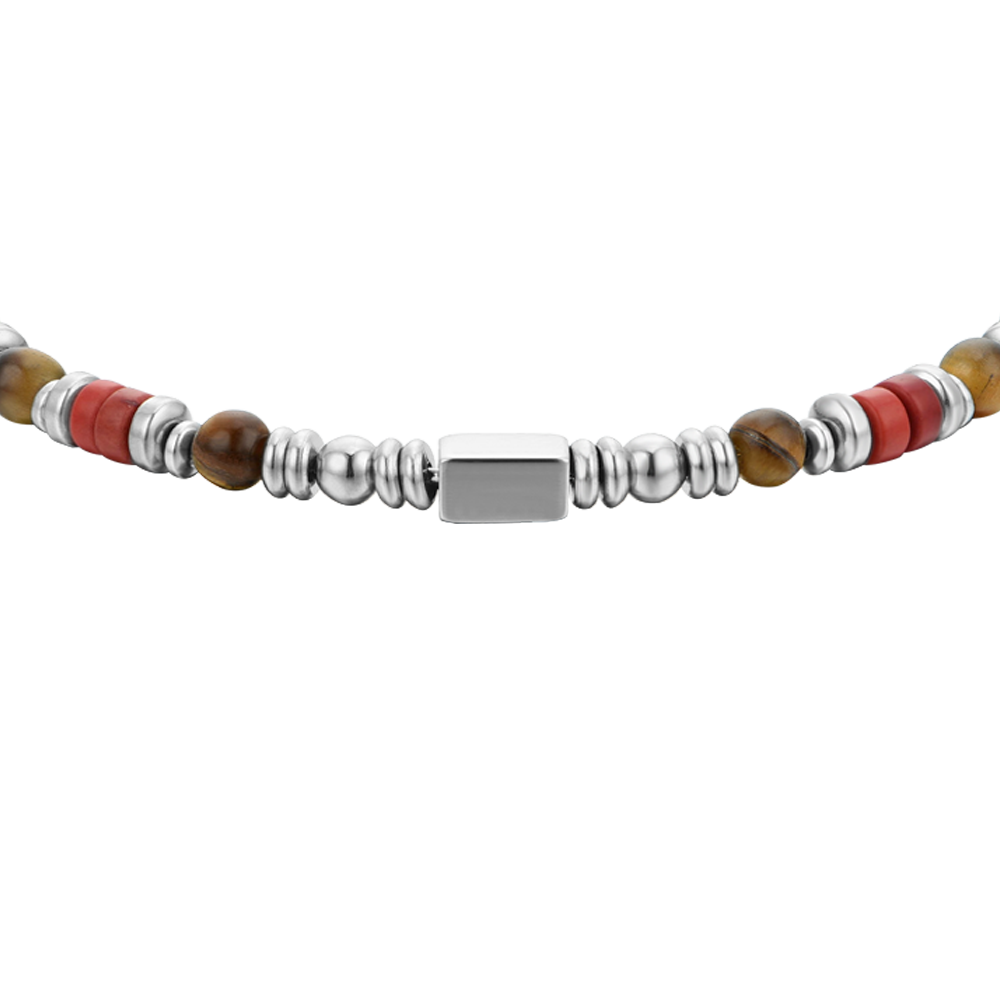 STEEL MEN'S BRACELET TIGER EYE STONES