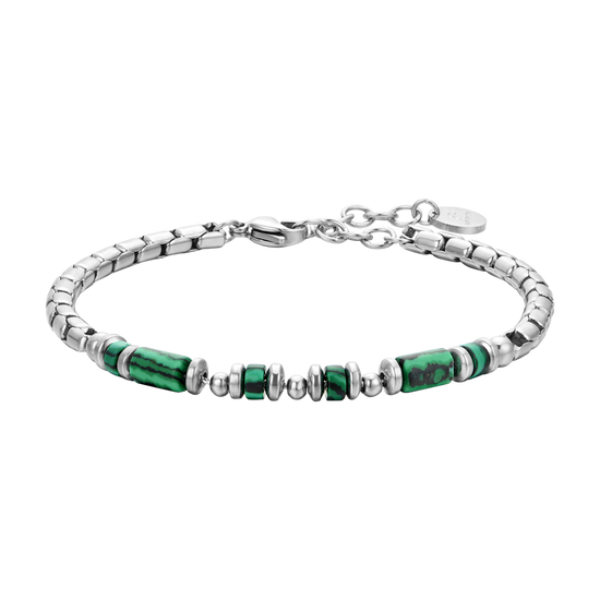 GREEN MALACHITE STEEL MEN'S BRACELET