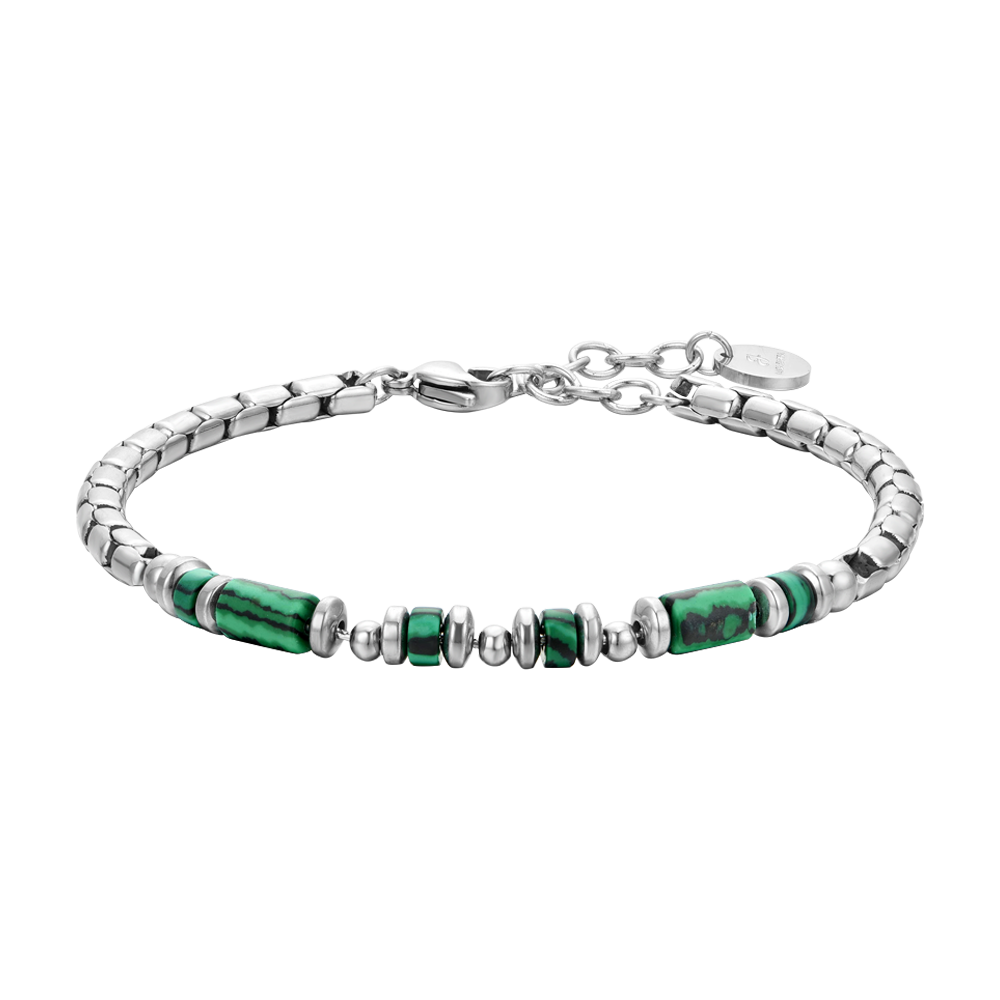 GREEN MALACHITE STEEL MEN'S BRACELET